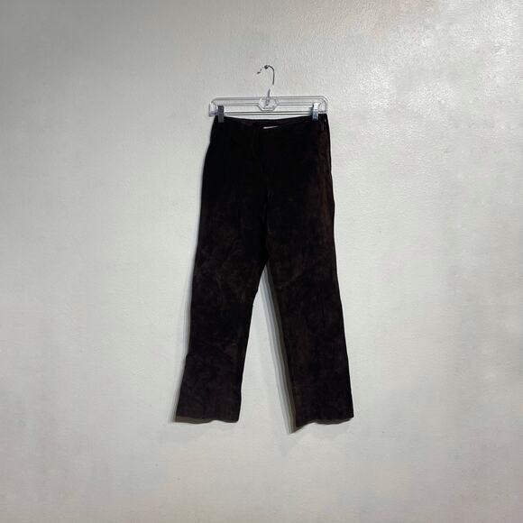 Loft Chocolate Brown Leather Pants Sz 4P - Picture 1 of 10